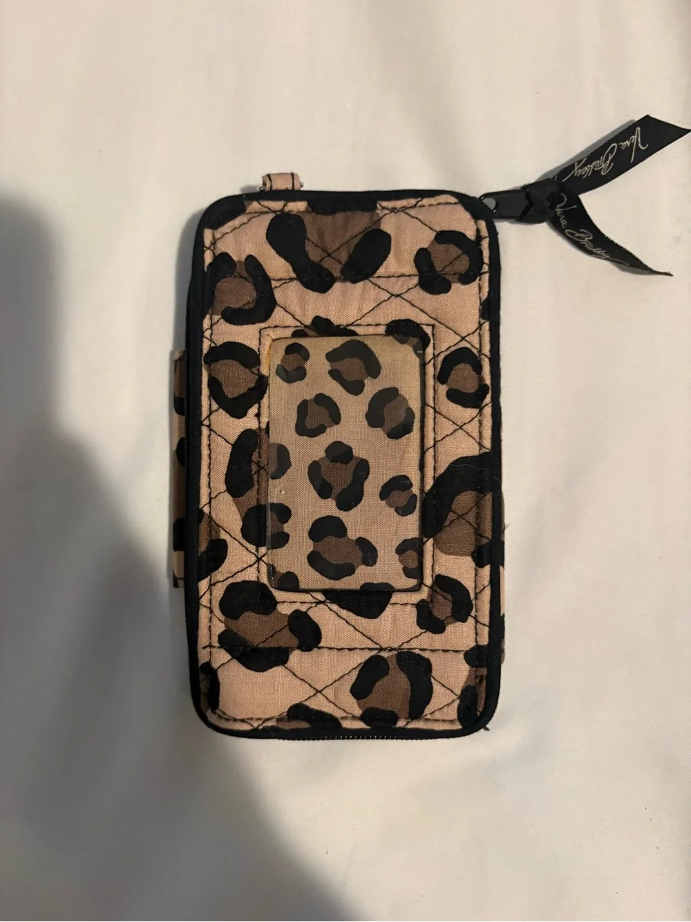Vera Bradley Quilted Leopard Print Phone Wallet - Beige, Brown & Black - Picture 2 of 10